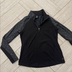 Danskin Black and Gray Long Sleeve Quarter-Zip Top
